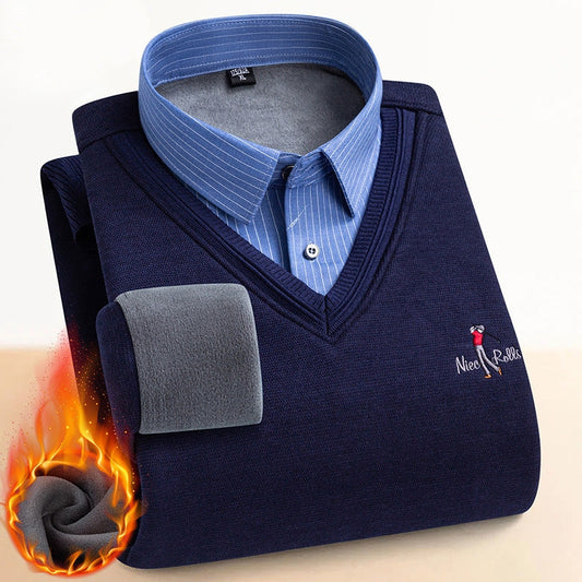 ✈️Expédition rapide🔥Haut Chaud Isolé en Polaire pour Hommes avec Col de Chemise