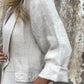Blazer à ouverture frontale en coton et lin pour femmes