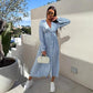 ⏳Réduction limitée de 50%🎁Robe fleurie tendance à manches longues, accentuant la taille, avec col en V et patte de boutonnage