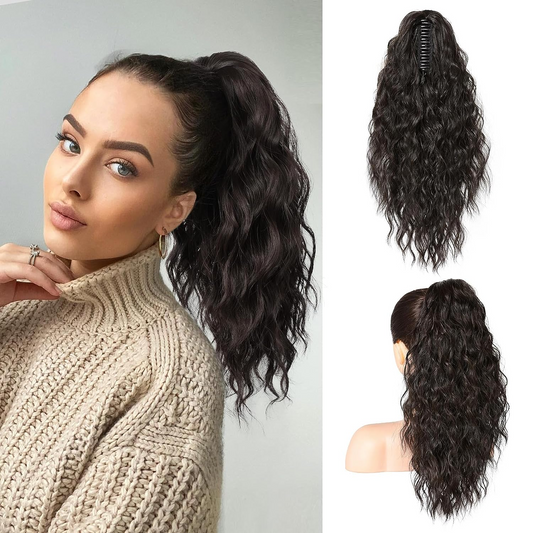 ⏳Réduction limitée de 50%🎁18 Inch Curly Wavy Frizzy Hair Extension with Ponytail