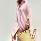Robe chemise ample rayée à demi-manches