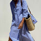 Robe chemise ample rayée à demi-manches